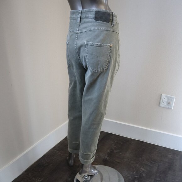 Brunello Cucinelli Monili Precious Jeans Army Green Denim Crop Raw Edge Size 8 - Picture 2 of 10